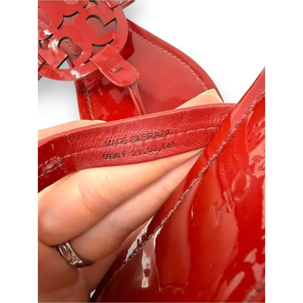 Tory Burch Patent Leather Miller Sandal Deep Red 9 Women’s